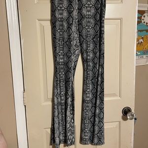 Snake print flare pants
